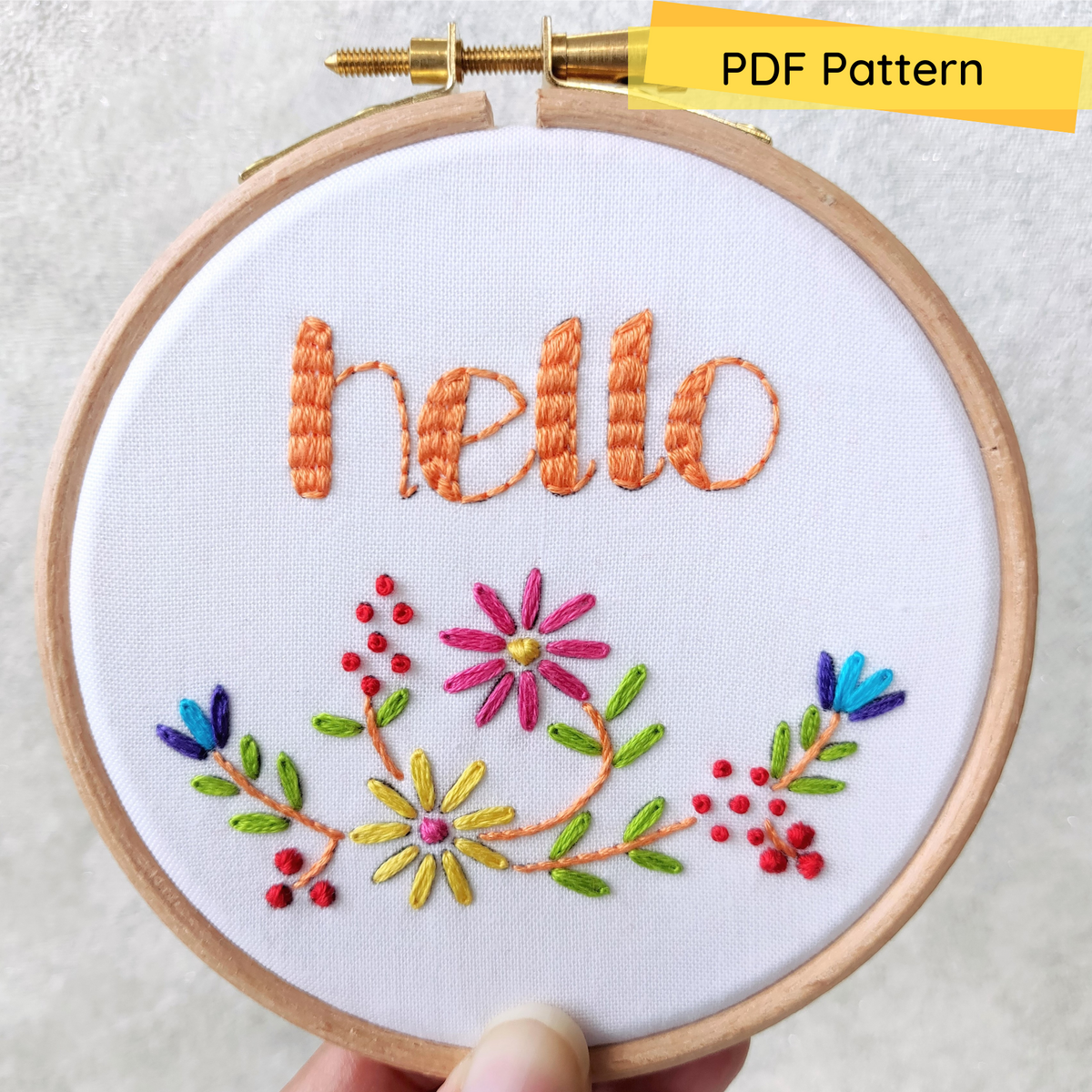 Hello Embroidery Pattern (PDF) — The Embroidery Cart