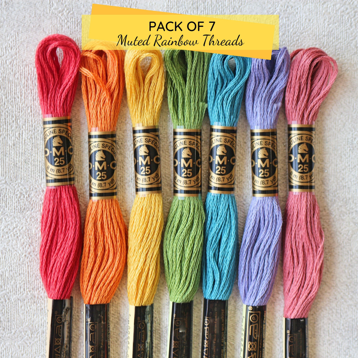 Muted Rainbow Colours DMC Stranded Cotton Embroidery Thread (Pack of
