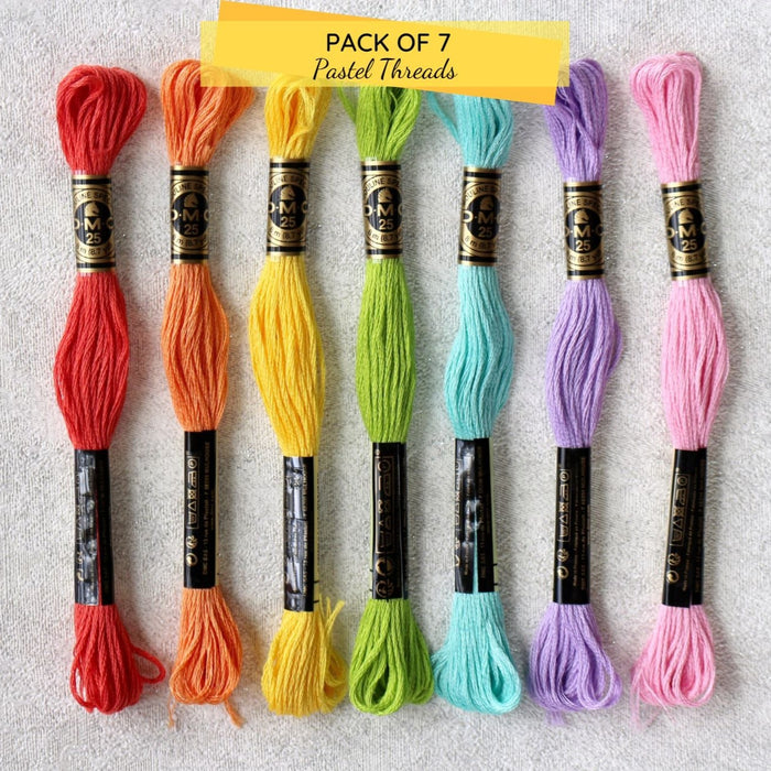 Pastel Colours - DMC Stranded Cotton Embroidery Thread (Pack of 7 thre ...